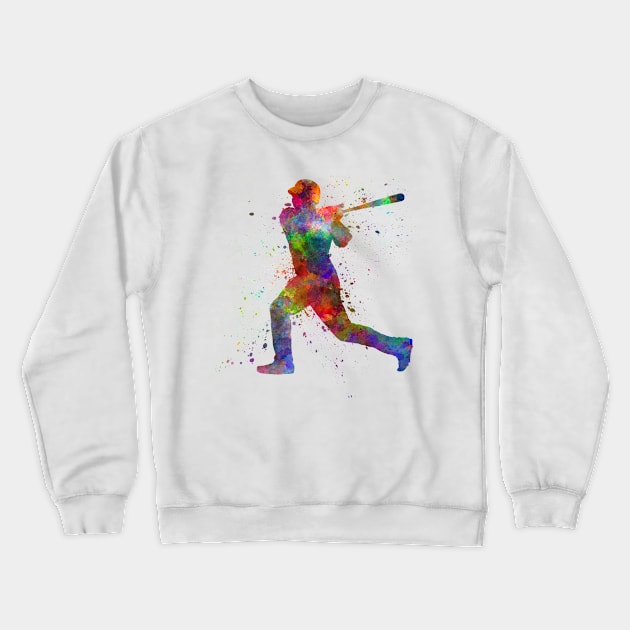 Baseball player in watercolor Crewneck Sweatshirt by PaulrommerArt